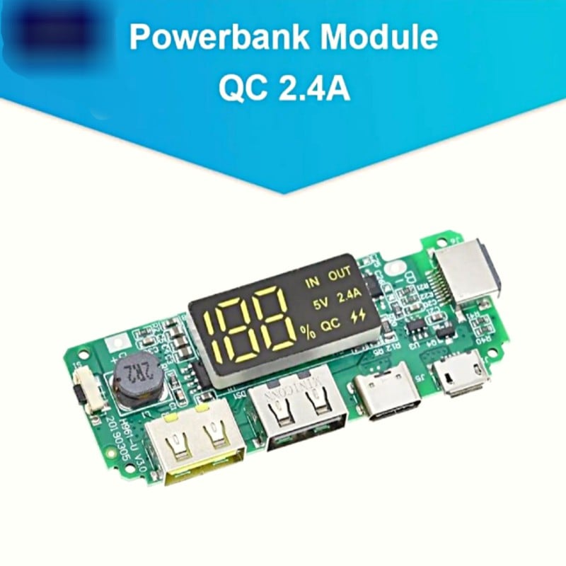 Picture of LED Dual USB 5V 2.4A Micro/Type-C USB Mobile Power Bank 18650 Charging Module Lithium Battery Charger Board Circuit Protection Green