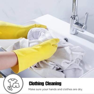 Picture of Rubber Safety Hand Gloves Kitchen & Multiple Use ( Yellow)- 1 Pair 