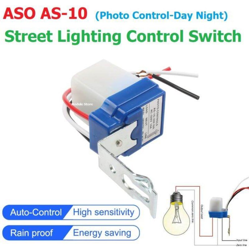Picture of Automatic On Off Street Light Switch Photo Control Sensor AS-10 for AC 220V 10A Rainproof Day Night Auto On Off light Sensor switch Photocell LDR switch White