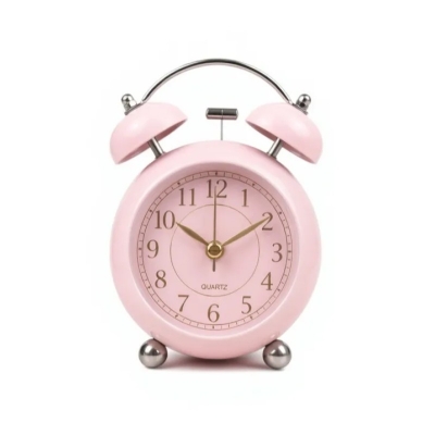 Picture of Round Cute Ovel Glass Creative Metal Quartz Electronic Alarm Clock Snooze Function Modern Desktop Clock 