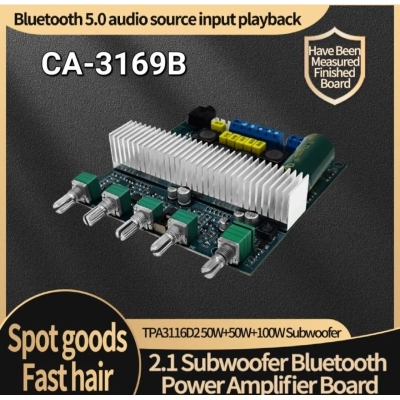 Picture of CA3169B TPA3116 Subwoofer Amplifier Audio Board 2.1 HiFi Amplificador USB DAC Bluetooth 5.0 Power Amplifiers 2x50W+100W Blue