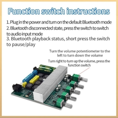 Picture of CA3169B TPA3116 Subwoofer Amplifier Audio Board 2.1 HiFi Amplificador USB DAC Bluetooth 5.0 Power Amplifiers 2x50W+100W Blue