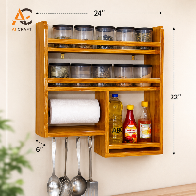 Picture of Modern Wooden Kitchen Shelf Rack
