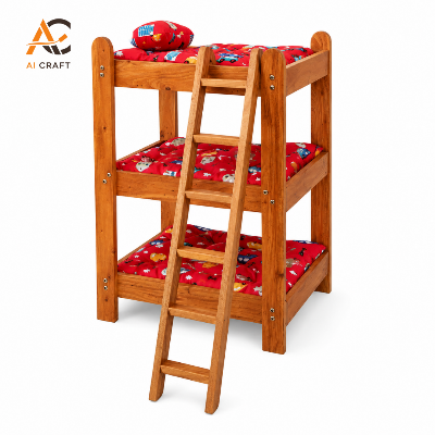 Picture of 3-Layer Wooden Cat Bed | Multi-Level Cat Climbing & Sleeping House With Stair