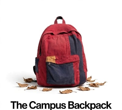 Picture of Casual Contrast Color Canvas Backpack - Red