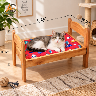 Picture of Indoor Cat Bed | Wooden Frame with microfiber cushion filling