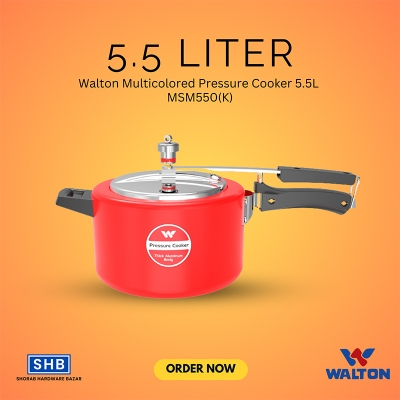 Picture of Walton Manual Straight Multicolored Pressure Cooker 5.5L WPCMSM550-Red