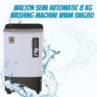 Picture of Walton Semi Automatic 8 KG Washing Machine WWM-SWG80-White