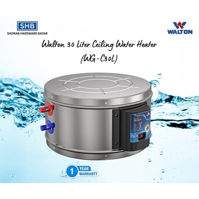 Picture of Walton 30 Liter False Ceiling Water Heater/Geyser with Official 1 Years Warranty & Free Shipping-Dark Ash