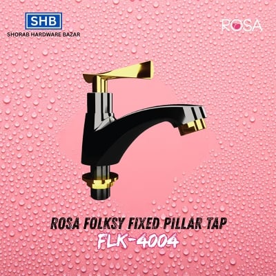 Picture of ROSA Folksy Fixed Pillar Tap FLK-4004-Black and Gold