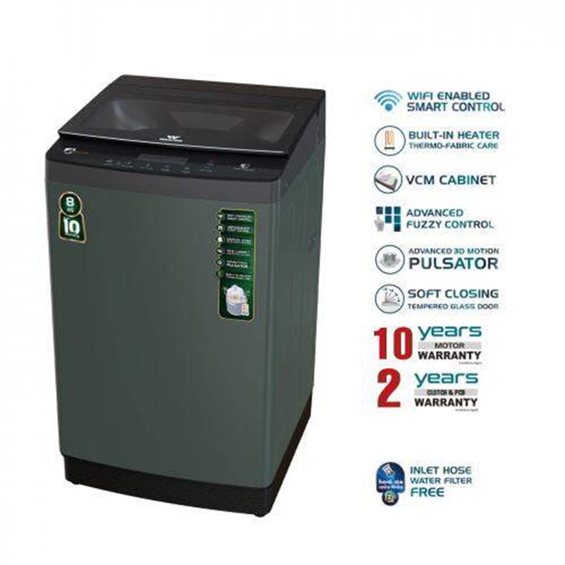 Picture of WALTON Washing Machine 8 KG WWM-ATH80W - Built In Heater & Wifi with Free Delivery-Multicolor