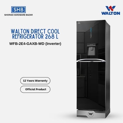 Picture of Walton Direct Cool Refrigerator 268 L WFB-2E4-GAXB-WD (Inverter) with Free Delivery-Black