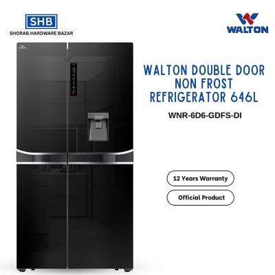 Picture of Walton Double Door Non Frost Refrigerator 646L WNR-6D6-GDFS-DI with Free Delivery-Black