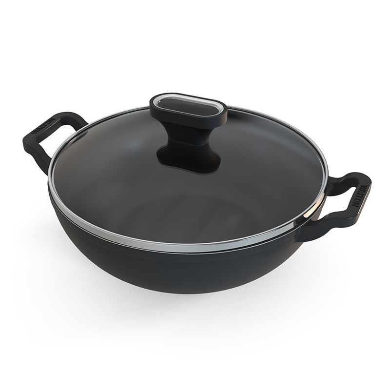 Picture of CAST IRON KARAI 24 CM WITH GLASS LID WCW-CIKG2400-24 CM-Black