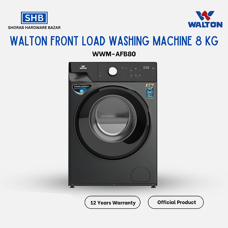 Picture of WALTON Front Load Washing Machine 8 KG WWM-AFB80 with Free Delivery-Black