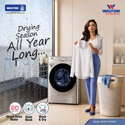 Picture of WALTON Front Load Washer and Dryer Combo (12 kg) WWM-AFC12M with Free Delivery-Silver