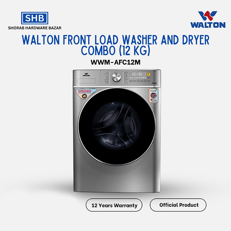 Picture of WALTON Front Load Washer and Dryer Combo (12 kg) WWM-AFC12M with Free Delivery-Silver