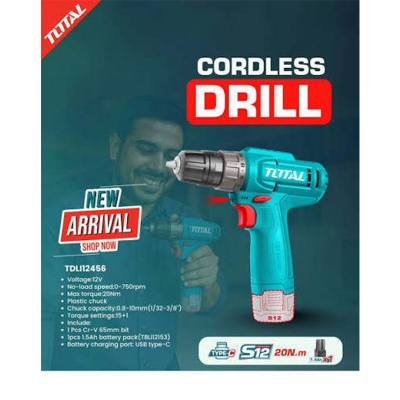 Picture of TOTAL 12V Cordless Drill TDLI12456-Multicolor