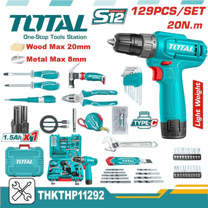 Picture of TOTAL 129 Pcs Tools Set THKTHP11292-Multicolor