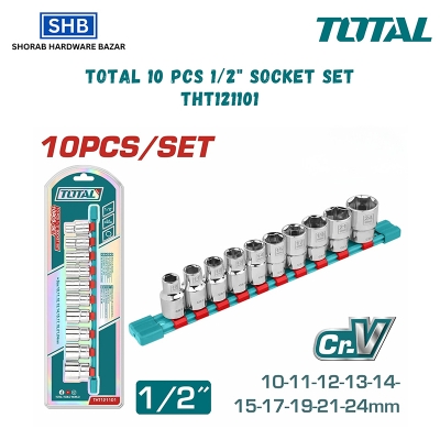 Picture of TOTAL THT121101 10 Pcs 1/2" socket set-Multicolor