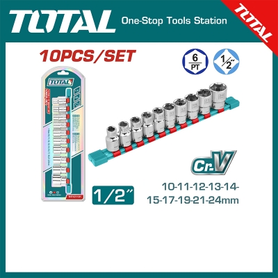 Picture of TOTAL THT121101 10 Pcs 1/2" socket set-Multicolor