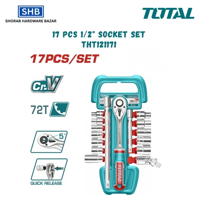 Picture of TOTAL 17 Pcs 1/2" Socket Set THT121171-Multicolor