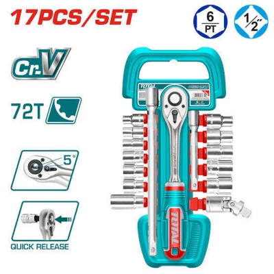 Picture of TOTAL 17 Pcs 1/2" Socket Set THT121171-Multicolor