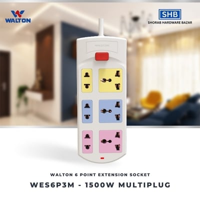Picture of Walton 6 Point Extension Socket WES6P3M - 1500w Multiplug-1500 Watt