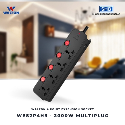 Picture of Walton 4-Point 2000W Heavy-Duty Extension Socket (WES2P4H5 - Black)-2000 Watt