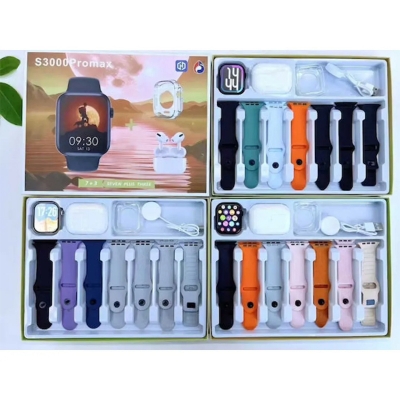 Picture of Premium S3000 Pro Max Smartwatch Bundle – 7+3 Seven Plus Three Combo with Wireless Earbuds and Protective Case - Multicolor