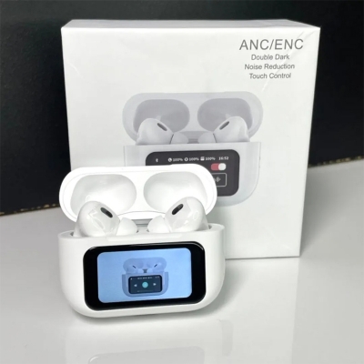 Picture of Airpods Pro New ANC/ENC A9 PRO 5th Generation Wireless Earbuds with LED Smart Touch Screen Display - White