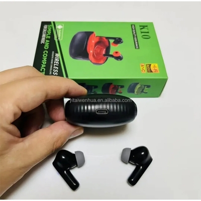 Picture of K10 TWS Wireless Earbuds Bluetooth 5.3 Gaming Earphone with ANC Noise Cancelling | HiFi Sound Quality | Waterproof & Long Battery Backup Charging Case - Multicolor