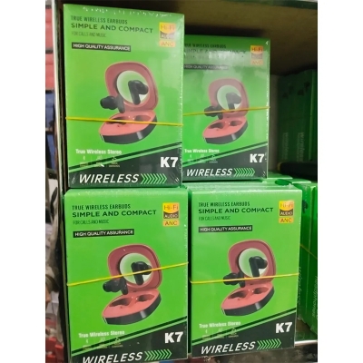 Picture of K7 True Wireless Bluetooth Earbuds with Charging Case | Hi-Fi Sound, Deep Bass, Touch Control, Long Battery Life TWS Headset - Black