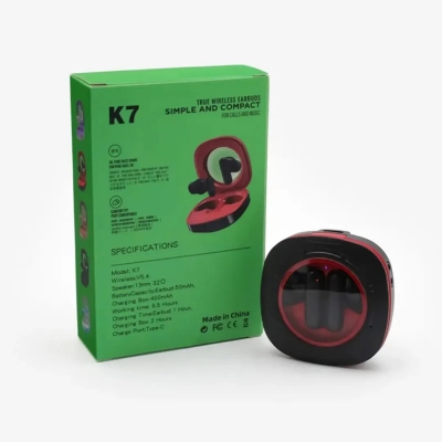 Picture of K7 True Wireless Bluetooth Earbuds with Charging Case | Hi-Fi Sound, Deep Bass, Touch Control, Long Battery Life TWS Headset - Black
