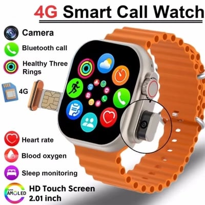 Picture of BW9 Smartwatch 4G Direct Sim Calling, Pop Up Camera, Bluetooth Calling, HD Display Smart watch Full Touch Screen and Wireless charging Smartwatch - Black