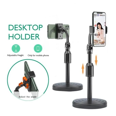 Picture of Desktop Mobile Phone Holder Stand 360 Rotate for Live Streaming Shoot YouTube TikTok Video Round Base Smartphone - Black