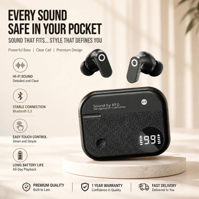 Picture of B40 TWS Wireless Bluetooth Earbuds with Stereo Hi-Fi Sound, Wireless 6.0 Connectivity, Deep Bass, HD Clear Calls, Touch Control & Digital Display Charging Case – Premium In-Ear Earphones for Music, Gaming & Daily Use by Onyx Gadget Shop - Black