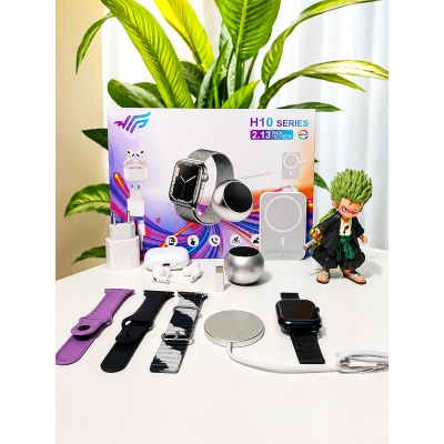 Picture of H10 Series 8-in-1 Ultra Smartwatch Combo | 2.13 Inch AMOLED Display Smart Watch with TWS Earbuds, Mini Speaker & Magnetic Wireless Power Bank | Bluetooth Smartwatch Gift Set By Guangzhou Wholesale Gadgets - Multicolor