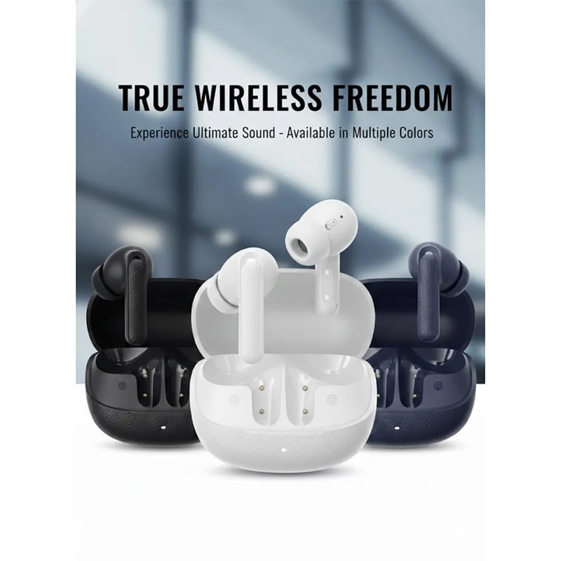 Picture of QCY HT15 ANC Earbuds 45dB Active Noise Cancellation, 6mic Ai-based ENC for Call, Premium Leather Texture Design, 10mm Woolen-paper Bio-diagram Driver for best Sound quality Wireless TWS Earbuds
