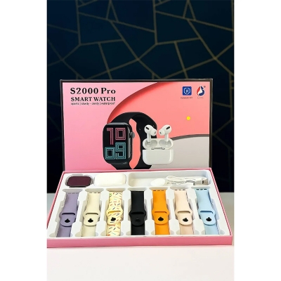 Picture of S2000 Pro Smartwatch Ultimate Lifestyle Bundle: Professional Sports & Health Tracker with TWS Wireless Earbuds and 7 Interchangeable Premium Straps - Multicolor