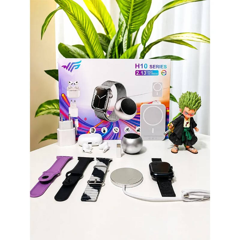 Picture of H10 Series 8-in-1 Ultra Smartwatch Combo | 2.13 Inch AMOLED Display Smart Watch with TWS Earbuds, Mini Speaker & Magnetic Wireless Power Bank | Bluetooth Smartwatch Gift Set By Guangzhou Wholesale Gadgets - Multicolor