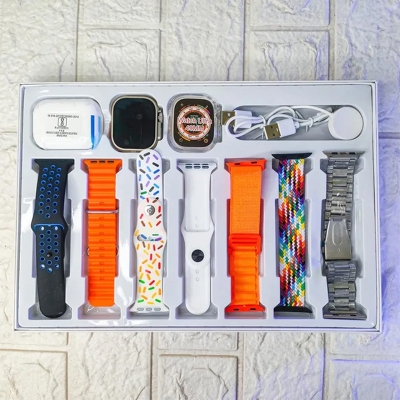 Picture of Y80 Ultra Smartwatch with Airpods ( strap 8+1 Cover ) Bluetooth Headphone TWS Fitness Tracker, Heart Rate & Blood Pressure Monitor, Waterproof, Bluetooth Connectivity, Long Battery Life premium Quality - Multicolor