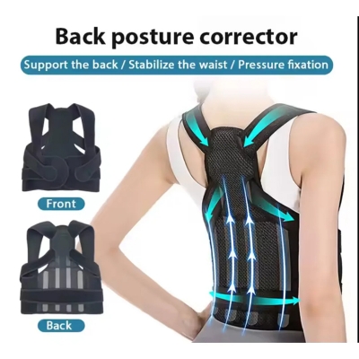 Picture of Posture Corrector Back Support Belt for Men & Women – Spine Alignment & Pain Relief Brace - Black