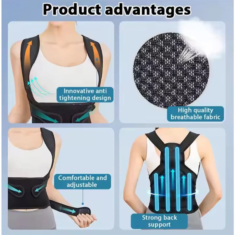 Picture of Posture Corrector Back Support Belt for Men & Women – Spine Alignment & Pain Relief Brace - Black