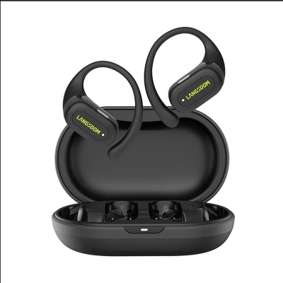 Picture of Earhook Earbuds Bluetooth 5.4 TWS Wireless Bone Conduction Earphones Open Ear Noise Canceling Headset Sports Gaming Earbuds- Langsdom TS19 - Black