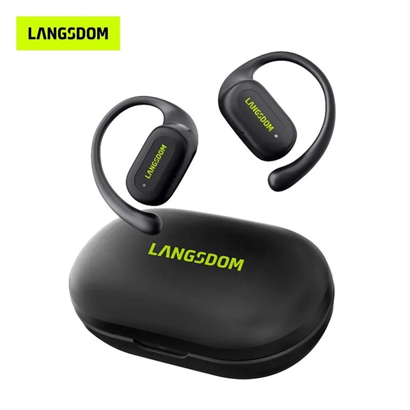 Picture of Earhook Earbuds Bluetooth 5.4 TWS Wireless Bone Conduction Earphones Open Ear Noise Canceling Headset Sports Gaming Earbuds- Langsdom TS19 - Black