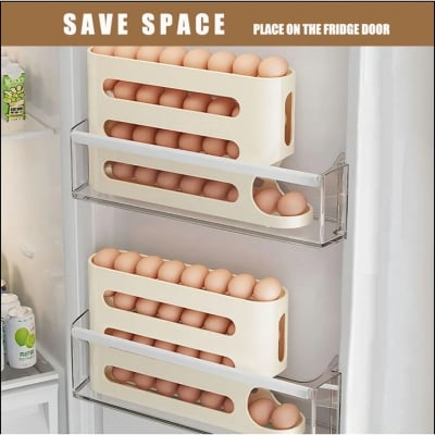 Picture of Automatic Rolling Egg Storage Rack – 4-Layer Egg Dispenser Organizer for Kitchen & Fridge - Yellow