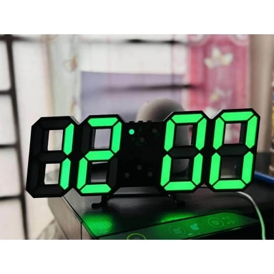 Picture of Creative 3D Large LED Digital Wall Clock Date Time Celsius Luminous Table Desktop Clocks From Living Room - Green