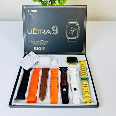 Picture of DT900 Ultra 9 Smart Watch (Strap 7+1 cover ) Smart Watch 2.06 inch Full HD Display Screen For Men & Women Whit Wireless Charger - Golden