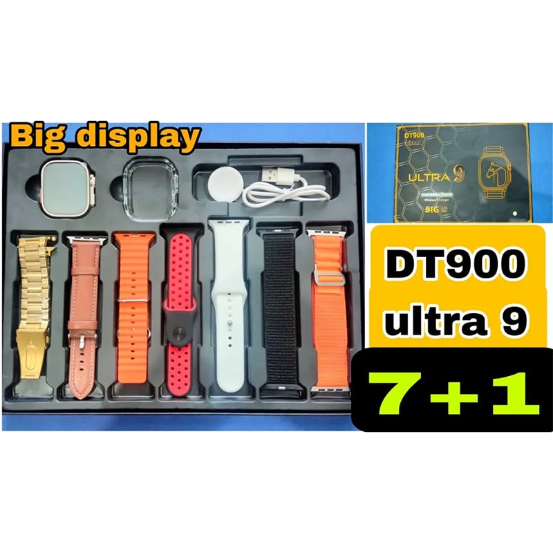 Picture of DT900 Ultra 9 Smart Watch (Strap 7+1 cover ) Smart Watch 2.06 inch Full HD Display Screen For Men & Women Whit Wireless Charger - Golden
